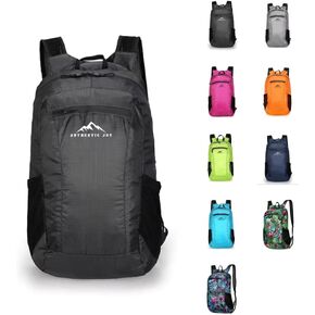 Authentic Joy 20L Water Resistant Lightweight Hiking Daypack, Packable Backpack, Multiple Colors (Black)