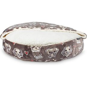 Fringe Studio Worried Dog Medium Gray Medium Blanket Pet Bed with Sherpa Interior 25" X 25" X 4" - Machine Washable (611005)