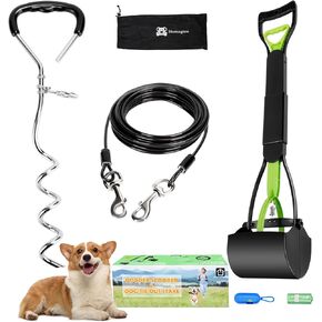 Pooper Scooper, Portable Dog Pooper Scooper with Long Handle, Foldable Pooper Scooper for Large Medium Dogs with Bag Attachment, Easy to Use Perfect for Grass, Dirt, Gravel (Green)
