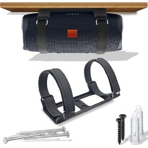 Metal Wall Mount Compatible for jbl Charge 4/Charge 5/Flip 6/Flip 5,Secure Shelf Holder with Adjustable Leather Straps, Speaker Wall Bracket for Ceiling (Black)