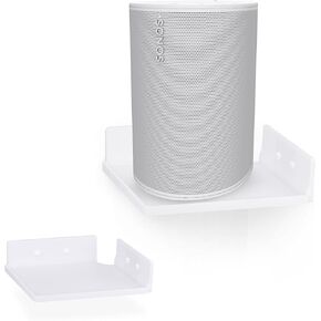 BRAINWAVZ 9" Small Corner Shelf Mount, Adhesive & Screw in, for Speakers, Cameras, Baby Monitors, Plants, Books Electronics, Collectibles & More, Floating Shelves (White)