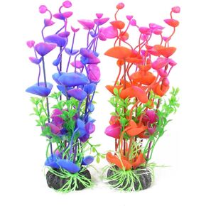 CNZ Aquarium Decor Fish Tank Decoration Ornament Artificial Plastic Plant Green 8-inch Purple & Red