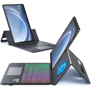 Trackpad Keyboard Folio Case for Samsung Galaxy Tab S9 FE 5g 10.9 inch/S7/S8/S9 11 inch, Slim Magnetic Case with Rainbow Backlit Touchpad Keyboard Type-C Charging fit S9 fe Tablet (Black)
