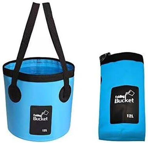 Collapsible Bucket with Handle, Multifunctional Foldable Water Container for Camping, Hiking, Traveling, Fishing, Washing, Gardening, Waterproof, Durable, Lightweight, Black in Kuwait