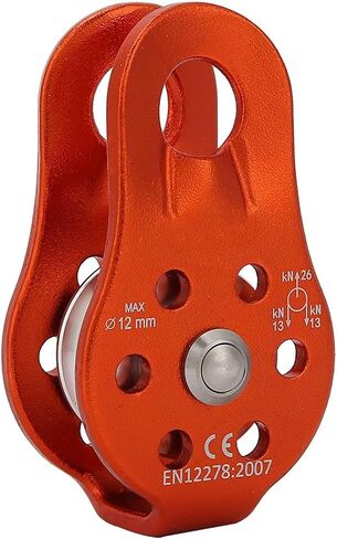 26KN Climbing Pulley, Heavy Duty Single Rope Pulleys Block Bearing Hole Hitch Aluminum Outdoor Fixed Mountaineering Ropes Rock for Under 12mm Rescue Aloft Work Rappelling in Saudi Arabia