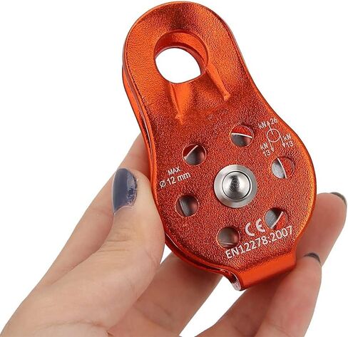 26KN Climbing Pulley, Heavy Duty Single Rope Pulleys Block Bearing Hole Hitch Aluminum Outdoor Fixed Mountaineering Ropes Rock for Under 12mm Rescue Aloft Work Rappelling in Saudi Arabia