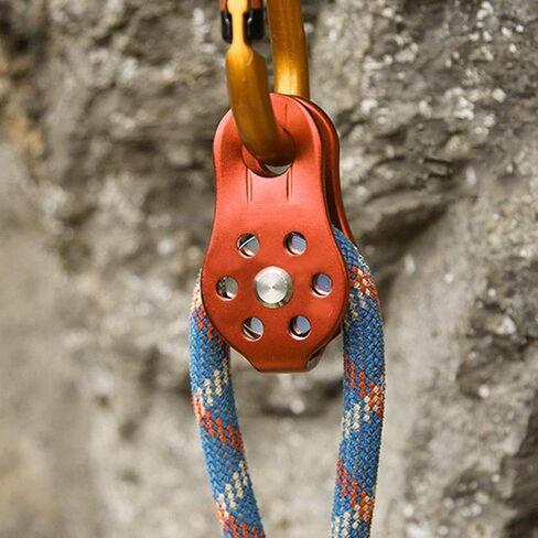 26KN Climbing Pulley, Heavy Duty Single Rope Pulleys Block Bearing Hole Hitch Aluminum Outdoor Fixed Mountaineering Ropes Rock for Under 12mm Rescue Aloft Work Rappelling in Saudi Arabia