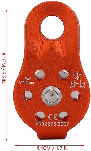 26KN Climbing Pulley, Heavy Duty Single Rope Pulleys Block Bearing Hole Hitch Aluminum Outdoor Fixed Mountaineering Ropes Rock for Under 12mm Rescue Aloft Work Rappelling in Saudi Arabia
