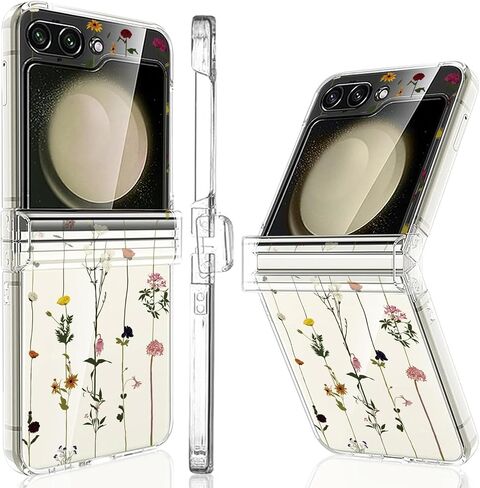 for Samsung Galaxy Z Flip 6 Clear Case,[Hinge Protection] Cute Flowers Design Transparent Clear Floral Case for Women Girls Slim Fit Non-Slip Shockproof Rugged Phone Cases - Vine Flower in Saudi Arabia