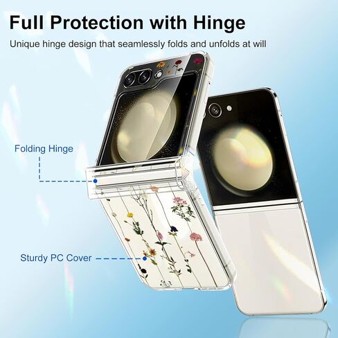 for Samsung Galaxy Z Flip 6 Clear Case,[Hinge Protection] Cute Flowers Design Transparent Clear Floral Case for Women Girls Slim Fit Non-Slip Shockproof Rugged Phone Cases - Vine Flower in Saudi Arabia