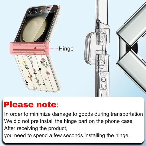for Samsung Galaxy Z Flip 6 Clear Case,[Hinge Protection] Cute Flowers Design Transparent Clear Floral Case for Women Girls Slim Fit Non-Slip Shockproof Rugged Phone Cases - Vine Flower in Saudi Arabia