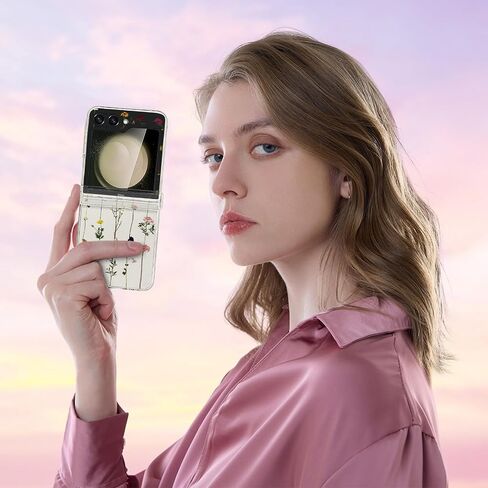 for Samsung Galaxy Z Flip 6 Clear Case,[Hinge Protection] Cute Flowers Design Transparent Clear Floral Case for Women Girls Slim Fit Non-Slip Shockproof Rugged Phone Cases - Vine Flower in Saudi Arabia