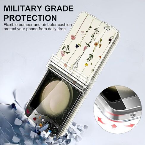 for Samsung Galaxy Z Flip 6 Clear Case,[Hinge Protection] Cute Flowers Design Transparent Clear Floral Case for Women Girls Slim Fit Non-Slip Shockproof Rugged Phone Cases - Vine Flower in Saudi Arabia