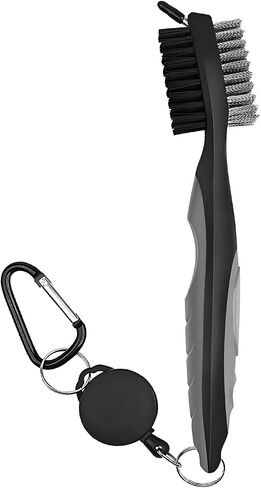 QUMOX Pack of 2 Golf Club Brush Groove Cleaner with 2 Ft Retractable Zip-line and Aluminum Carabiner Cleaning Tools, Easily Attaches to Golf Bag in Saudi Arabia
