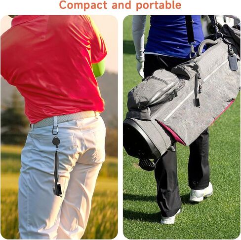 QUMOX Pack of 2 Golf Club Brush Groove Cleaner with 2 Ft Retractable Zip-line and Aluminum Carabiner Cleaning Tools, Easily Attaches to Golf Bag in Saudi Arabia
