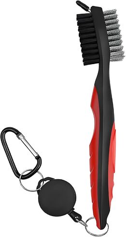 QUMOX Pack of 2 Golf Club Brush Groove Cleaner with 2 Ft Retractable Zip-line and Aluminum Carabiner Cleaning Tools, Easily Attaches to Golf Bag in Saudi Arabia