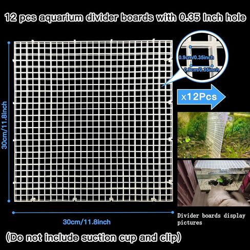 Adjustable Platic Grip Panel Aquarium Fish Tank Divider Filter Bottom DIY Plastic Grid Fish Tank Isolation Board Plastic Egg Crate Tray (Black, 4pcs 11.8X5.9 Inch with 0.15 Inch Hole) in Saudi Arabia
