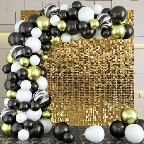 Black Shimmer Wall Backdrop 12PCS Sequin Wall Panels Square Sequin Backdrop for Wedding Birthday Anniversary Disco Party Wall Decoration in Saudi Arabia