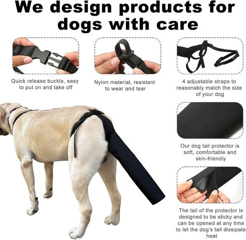 Dog Tail Protector, Dog Tail Guard Dog Tail Cover for Wounds Black Dog Harness with Tail Guard Dog Tail Protector Sleeve (Size L) in Saudi Arabia