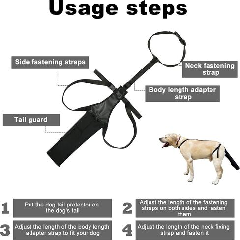 Dog Tail Protector, Dog Tail Guard Dog Tail Cover for Wounds Black Dog Harness with Tail Guard Dog Tail Protector Sleeve (Size L) in Saudi Arabia