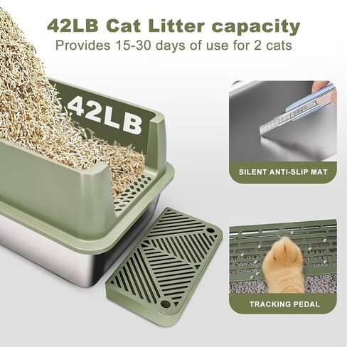Stainless Steel Litter Box with Lid Cat XXL Metal Front Entry Top Kitty Litter Box,High Side Enclosed Cat Litter Box for Big Cats and Kittens,Extra Large Litter Box with Scoop in Saudi Arabia