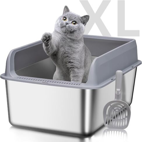 Stainless Steel Litter Box with Lid Cat XXL Metal Front Entry Top Kitty Litter Box,High Side Enclosed Cat Litter Box for Big Cats and Kittens,Extra Large Litter Box with Scoop in Saudi Arabia