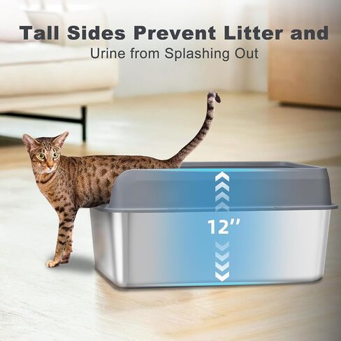 Stainless Steel Litter Box with Lid Cat XXL Metal Front Entry Top Kitty Litter Box,High Side Enclosed Cat Litter Box for Big Cats and Kittens,Extra Large Litter Box with Scoop in Saudi Arabia