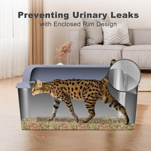 Stainless Steel Litter Box with Lid Cat XXL Metal Front Entry Top Kitty Litter Box,High Side Enclosed Cat Litter Box for Big Cats and Kittens,Extra Large Litter Box with Scoop in Saudi Arabia