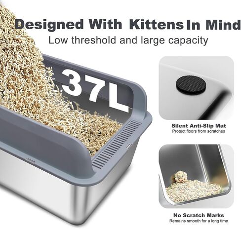 Stainless Steel Litter Box with Lid Cat XXL Metal Front Entry Top Kitty Litter Box,High Side Enclosed Cat Litter Box for Big Cats and Kittens,Extra Large Litter Box with Scoop in Saudi Arabia