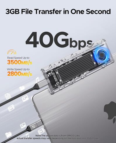 ORICO 2 تيرابايت SSD خارجي، محرك أقراص الحالة الصلبة المحمول يصل إلى 3500 ميجابايت/ثانية، مع PCIe 4.0 2280 NVMe M.2 SSD قابل للإزالة، متوافق مع Thunderbolt 3 & 4 USB4/3.2 Type-C (PSSD-J20) in Saudi Arabia