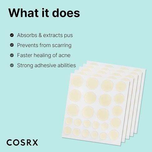 COSRX Acne Pimple Patch (96 Count) Absorbing Hydrocolloid Spot Treatment Fast Healing, Blemish Cover, Three Sizes in Saudi Arabia