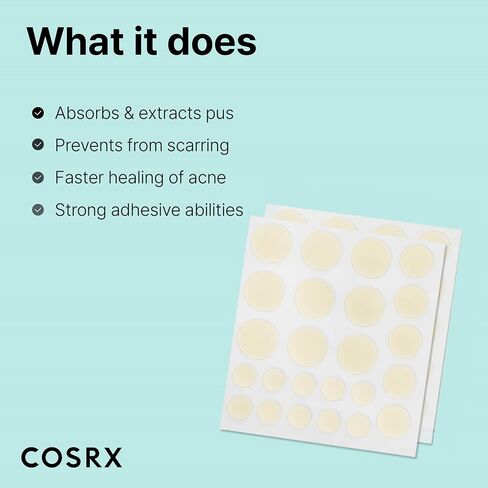 COSRX Acne Pimple Patch (96 Count) Absorbing Hydrocolloid Spot Treatment Fast Healing, Blemish Cover, Three Sizes in Saudi Arabia