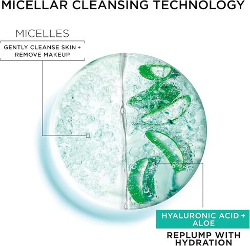 Garnier SkinActive Micellar Water with Hyaluronic Acid, Facial Cleanser & Makeup Remover, 13.5 Fl Oz (400mL), 2 Count (Packaging May Vary) in Saudi Arabia