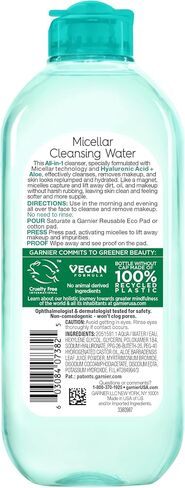 Garnier SkinActive Micellar Water with Hyaluronic Acid, Facial Cleanser & Makeup Remover, 13.5 Fl Oz (400mL), 2 Count (Packaging May Vary) in Saudi Arabia