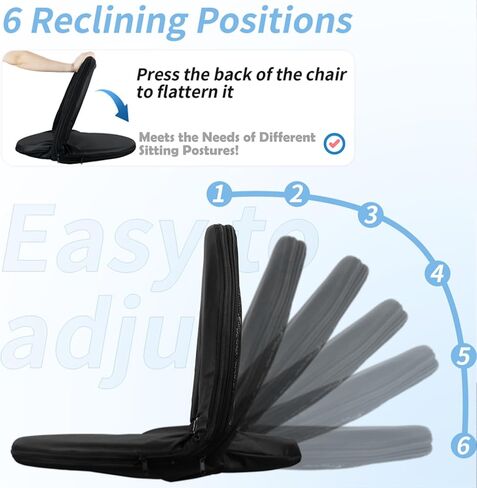 Floor Chair for Adults, Heated Stadium Seats with Back Support and Cushion, 3 Levels of Heating Adjustment with One Touch Control, 6 Adjustable Positions, Batteries Not Included in Saudi Arabia