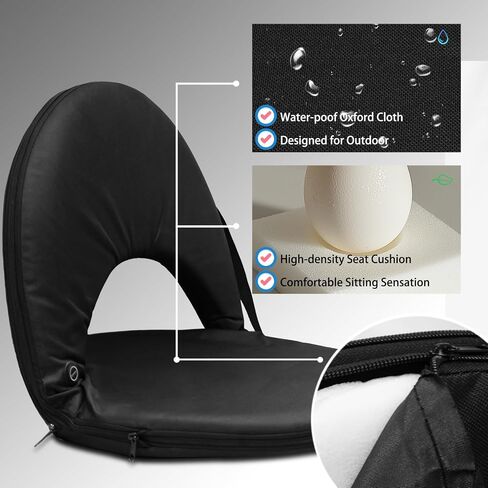 Floor Chair for Adults, Heated Stadium Seats with Back Support and Cushion, 3 Levels of Heating Adjustment with One Touch Control, 6 Adjustable Positions, Batteries Not Included in Saudi Arabia