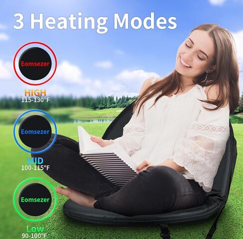 Floor Chair for Adults, Heated Stadium Seats with Back Support and Cushion, 3 Levels of Heating Adjustment with One Touch Control, 6 Adjustable Positions, Batteries Not Included in Saudi Arabia