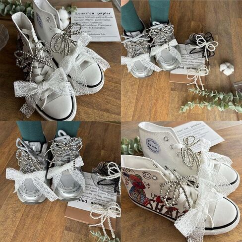 Pearls Bow knot Shoe Charms for Sneakers Shoe Lace Charms Decorations Elegant Pearl Beaded Chain for Women Cute DIY Shoe Accessories for Wedding Gift (white) in Saudi Arabia