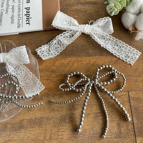 Pearls Bow knot Shoe Charms for Sneakers Shoe Lace Charms Decorations Elegant Pearl Beaded Chain for Women Cute DIY Shoe Accessories for Wedding Gift (white) in Saudi Arabia