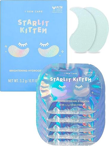 I Dew Care Hydrogel Eye Patch - Starlit Kitten | Reduce Dark Circles, Fine Line, Pufffy Eyes, Eye Bags with Caffein, Jewel Powder, Hyluronic Acid, Niacinamide, Hydrating and Brightening Under Eye Patches, Korean Skin Care, Eye Masks for Adults, 5 EA in Kuwait