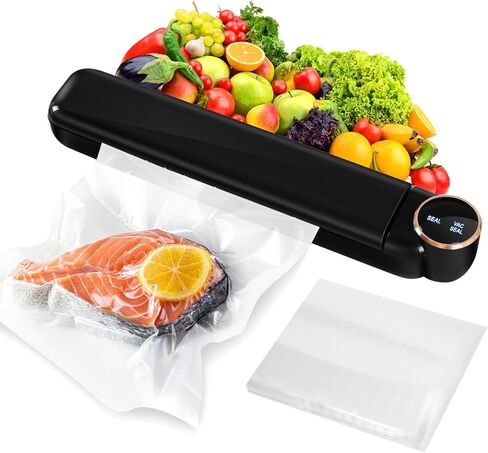 Vacuum Food Sealer Machine,Meat Sealers Packing Freezer Saver,Starter Kit,Dry & Moist Modes,LED Indicator Lights,Kitchen Air Seal Machine with 20PCS Storage Bags,Black in Saudi Arabia