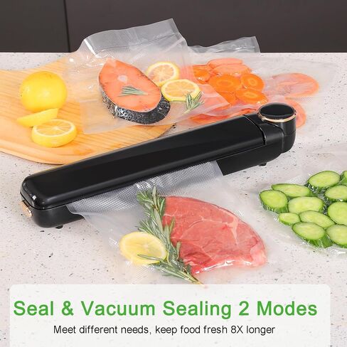 Vacuum Food Sealer Machine,Meat Sealers Packing Freezer Saver,Starter Kit,Dry & Moist Modes,LED Indicator Lights,Kitchen Air Seal Machine with 20PCS Storage Bags,Black in Saudi Arabia