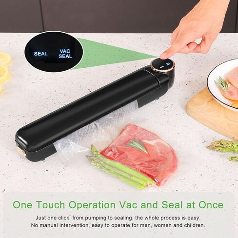 Vacuum Food Sealer Machine,Meat Sealers Packing Freezer Saver,Starter Kit,Dry & Moist Modes,LED Indicator Lights,Kitchen Air Seal Machine with 20PCS Storage Bags,Black in Saudi Arabia