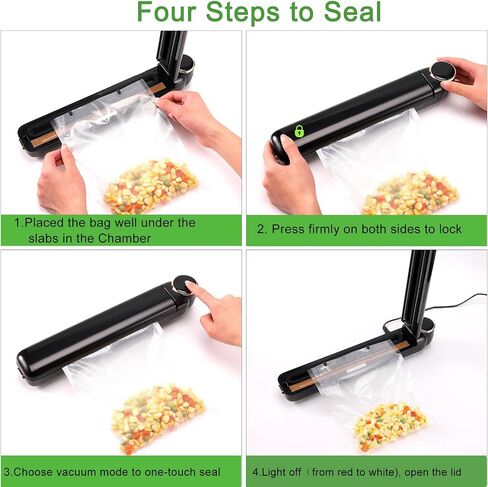 Vacuum Food Sealer Machine,Meat Sealers Packing Freezer Saver,Starter Kit,Dry & Moist Modes,LED Indicator Lights,Kitchen Air Seal Machine with 20PCS Storage Bags,Black in Saudi Arabia