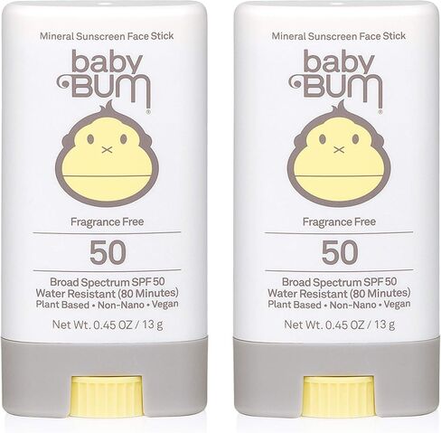Sun Bum Baby SPF 50 Sunscreen Stick, Mineral Roll-On UVA/UVB Face and Body Protection for Sensitive Skin, Fragrance Free, Travel Size, Unscented, 0.45 Oz in Saudi Arabia