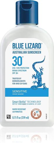 Blue Lizard SENSITIVE Mineral Sunscreen with Zinc Oxide, SPF 30+, Water Resistant, UVA/UVB Protection with Smart Bottle Technology - Fragrance Free, 8.75 oz. in Saudi Arabia