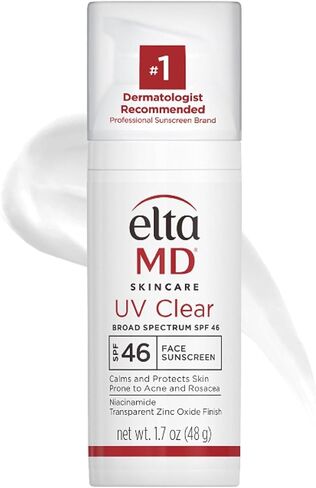 EltaMD UV Clear Face Sunscreen, SPF 46 Oil Free Sunscreen with Zinc Oxide, Protects and Calms Sensitive Skin and Acne-Prone Skin, Lightweight, Silky, Dermatologist Recommended, 1.7 oz Pump in Saudi Arabia