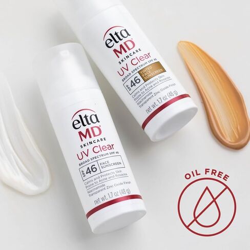 EltaMD UV Clear Face Sunscreen, SPF 46 Oil Free Sunscreen with Zinc Oxide, Protects and Calms Sensitive Skin and Acne-Prone Skin, Lightweight, Silky, Dermatologist Recommended, 1.7 oz Pump in Saudi Arabia