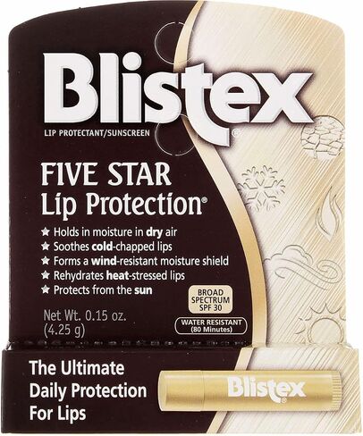 Blistex Five Star Lip Protection Lip Balm, 0.15 Ounce – Wind & Water-Resistant Lip Care, Broad Spectrum SPF 30 Sun Protection, Soothes Cold Chapped Lips, Hydrating Lip Treatment, Holds in Moisture in Saudi Arabia