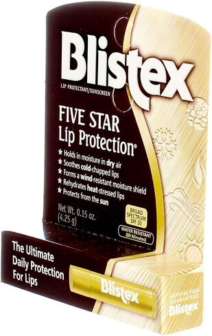 Blistex Five Star Lip Protection Lip Balm, 0.15 Ounce – Wind & Water-Resistant Lip Care, Broad Spectrum SPF 30 Sun Protection, Soothes Cold Chapped Lips, Hydrating Lip Treatment, Holds in Moisture in Saudi Arabia
